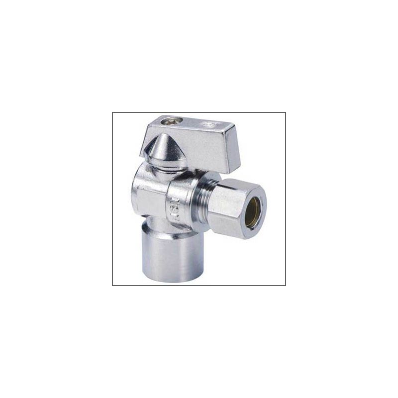aqua-dynamic 1990-502 Angle Stop Valve, 1/2 x 3/8 in Connection, Solder x Compression, 200 psi Pressure, Brass Body