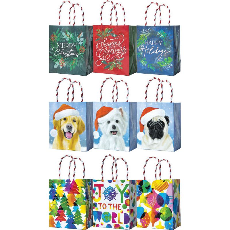 Santas Forest 69830 Small Gift Bag with Handle, 4-1/2 in W, 5-1/2 in H, Paper, Festive Festive