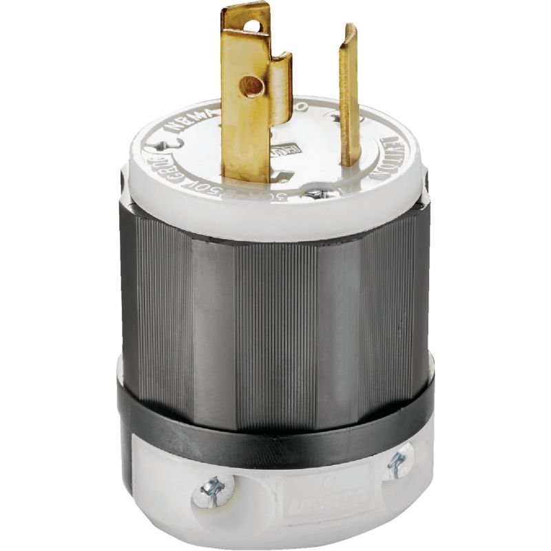 Leviton Industrial Grade Locking Cord Plug Black/White, 30