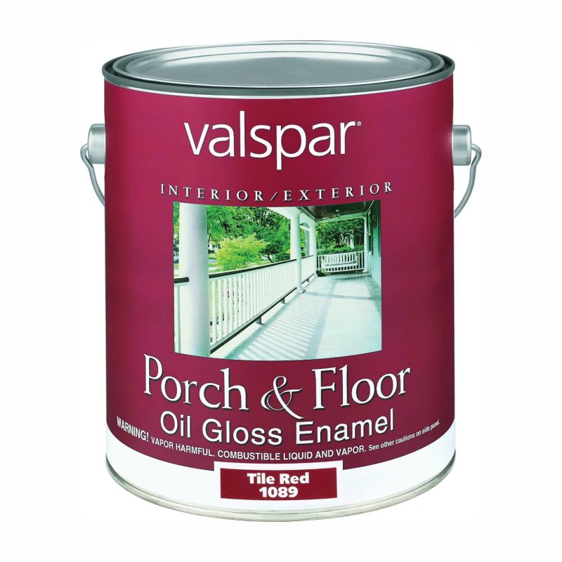 Valspar 07 Porch and Floor Enamel Paint, High-Gloss, Tile Red, 1 gal Tile Red