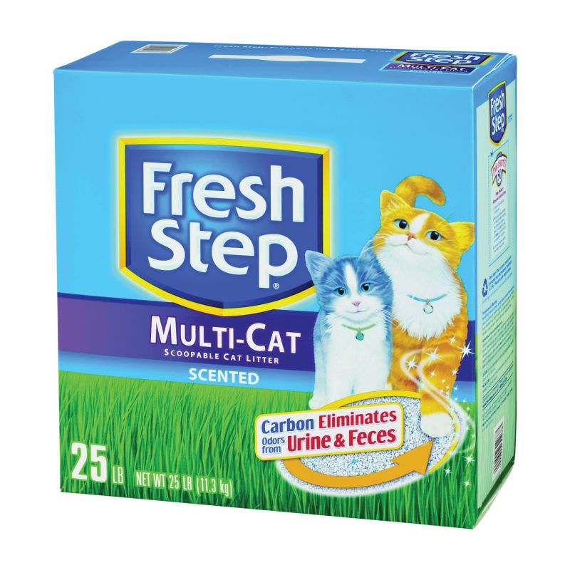 Fresh Step 30468 Cat Litter, 25 lb Capacity, Blue/Gray/Green/White, Dry Solid 25 Lb, Blue/Gray/Green/White