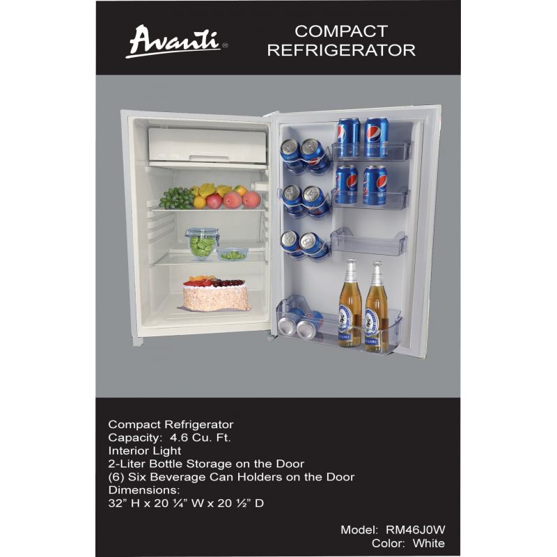 Avanti 4.4 Cu. Ft. Counter High Refrigerator 4.4 Cu. Ft., White