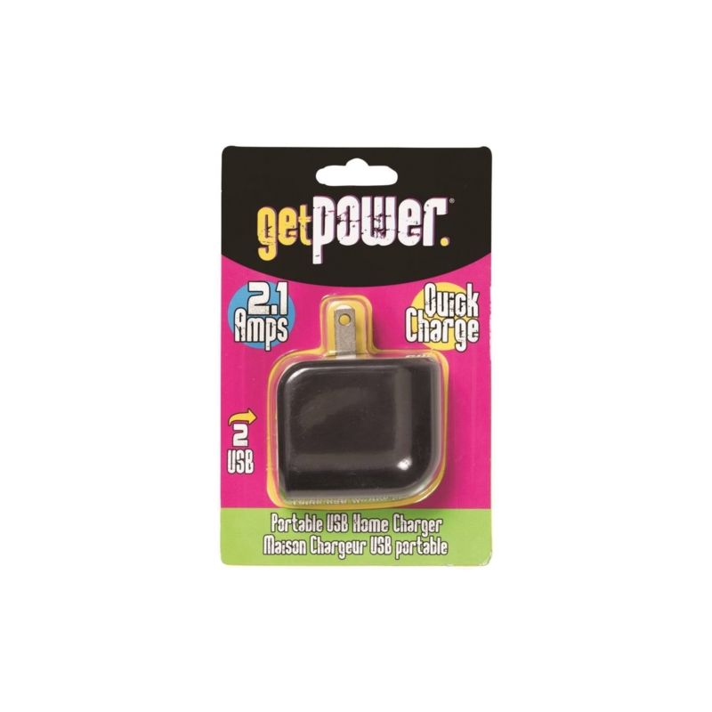 GetPower GP-AC2USB-BLK USB to AC Home Adapter, 2.1 A Charge, Black Black