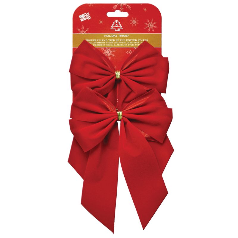 Holidaytrims 7320 Gift Bow, Velvet, Red Red