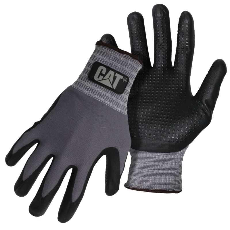Buy CAT CAT017419XL Work Gloves, XL, Extended Knit Wrist Cuff,  Nitrile/Nylon, Gray XL, Gray