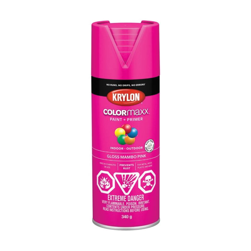Krylon 455280007 Enamel Spray Paint, Gloss, Mambo Pink, 12 oz, Can Mambo Pink