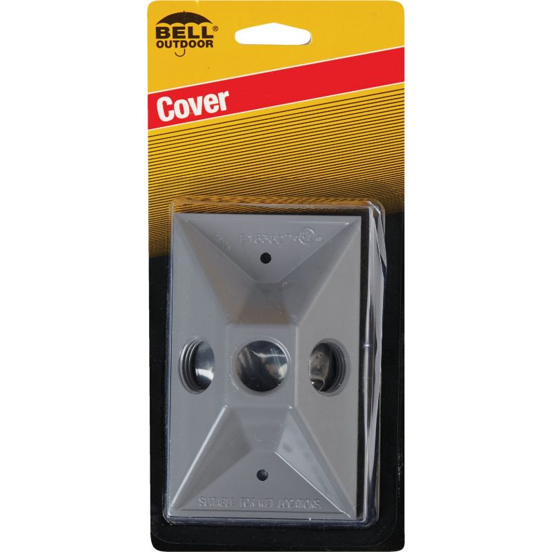 Bell Rectangular Cluster Weatherproof Outdoor Box Cover 3-Outlet, Gray