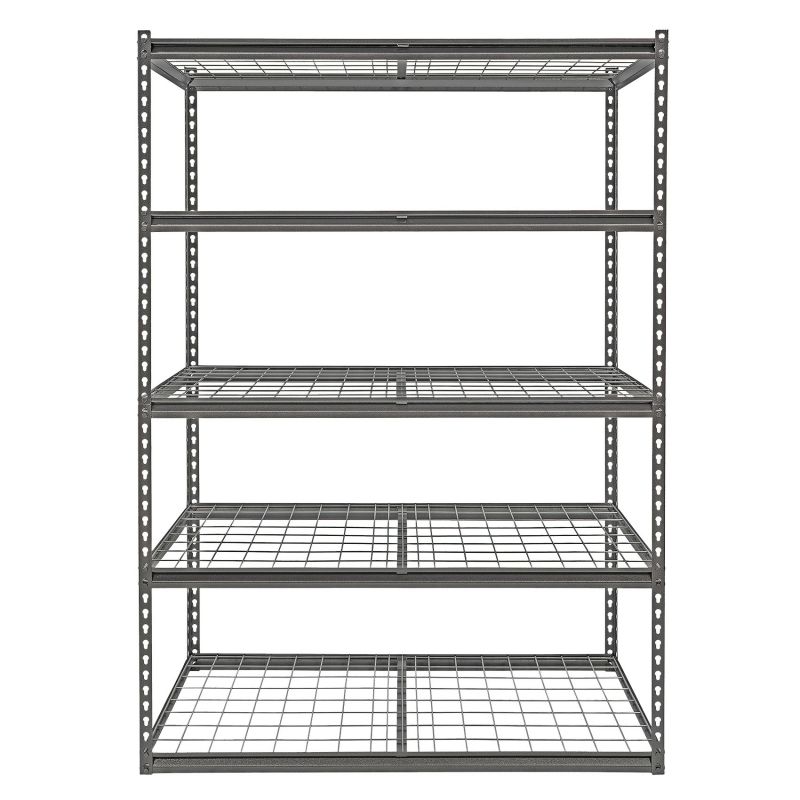ProSource Boltless Shelving Unit with Wire Decking, 5 Levels, 48 in W x 24 in D x 72 in H 5000 Lb, Black Speckled
