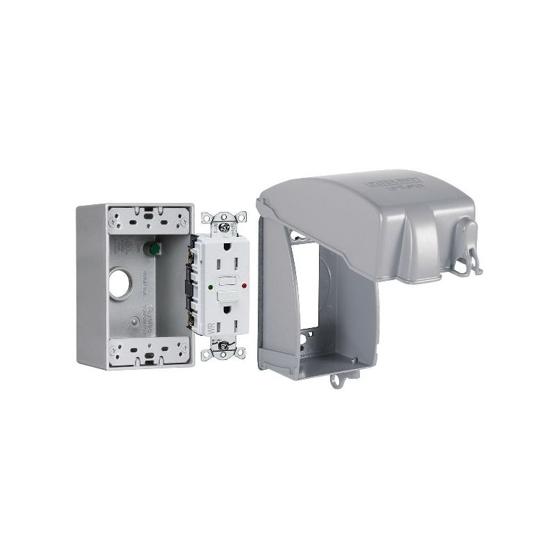 Taymac EXTRA DUTY Series MKG4280SS Receptacle Cover Kit, 6-1/4 in L, 2.15 in W, 1-Gang, Aluminum, Gray, Powder-Coated Gray
