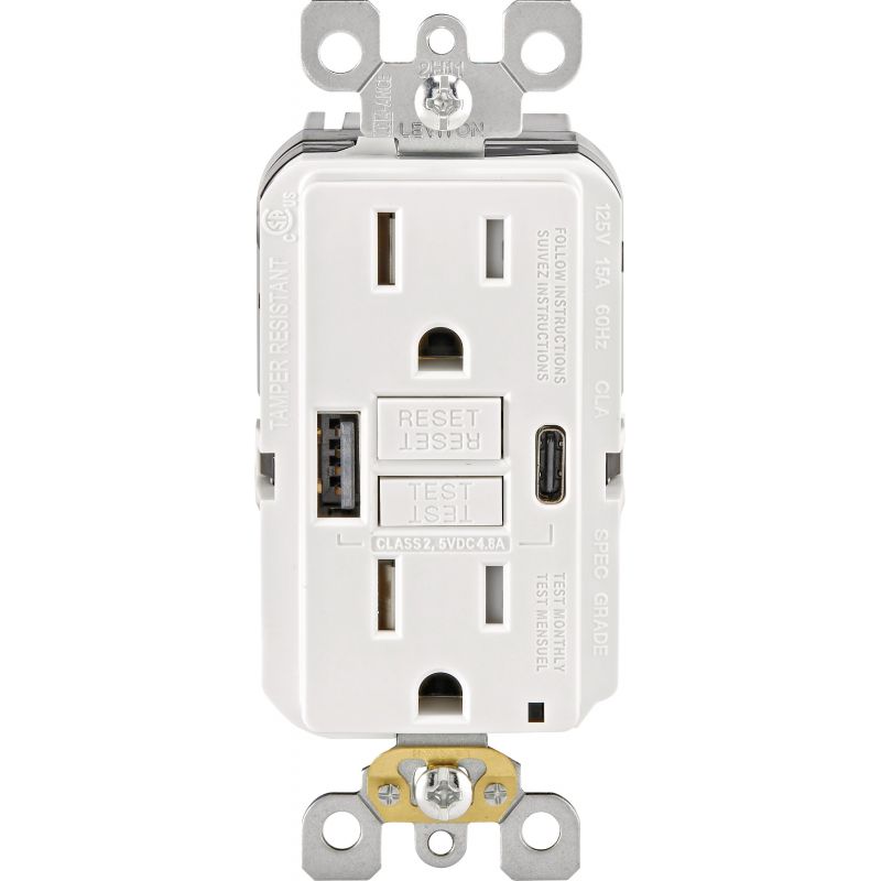 Leviton SmartLock Pro USB Charging Outlet White, 15