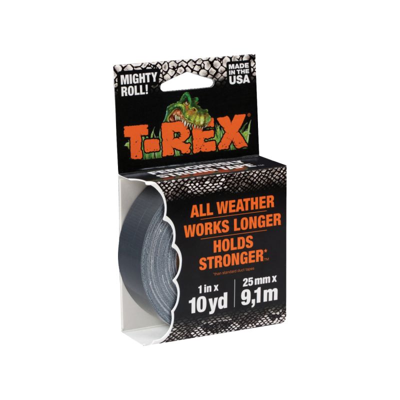 T-Rex 241330 Duct Tape, 10 yd L, 1 in W, Polyethylene-Coated Cloth Backing, Gunmetal Gray Gunmetal Gray