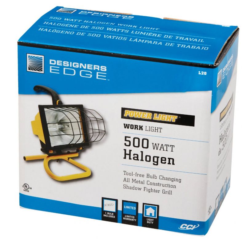 Designers Edge L13SW Two Portable Halogen Work Light, Yellow, 500 Watt