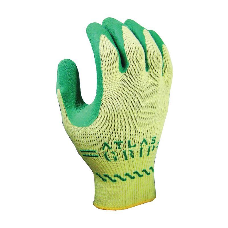 Showa 310GXS-06.RT Protective Gloves, XS, Knit Wrist Cuff, Green/Yellow XS, Green/Yellow