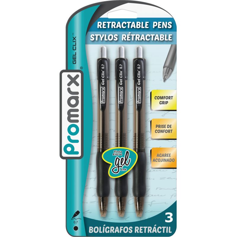 ProMarx Gel Clix Retractable Pen Black (Pack of 12)