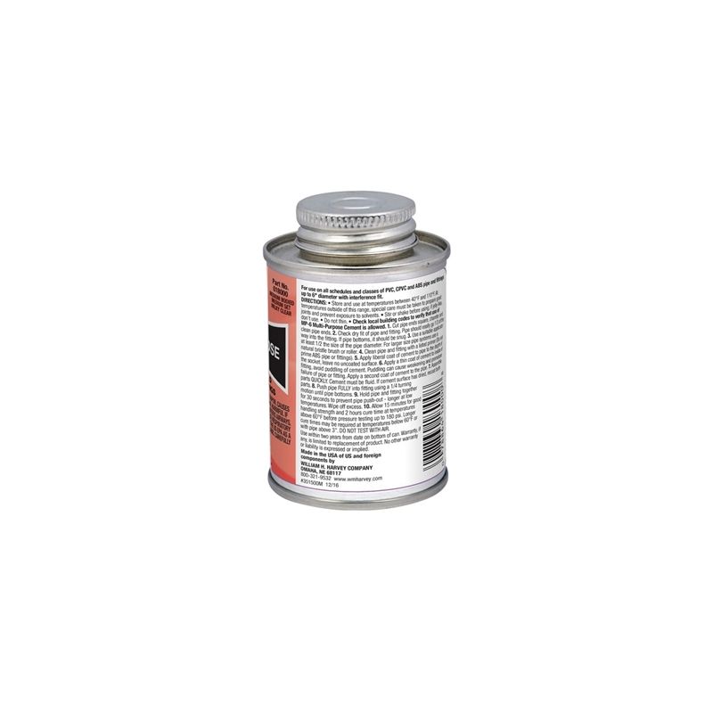 Harvey 18000-24 Solvent Cement, 4 oz Can, Liquid, Milky Clear Milky Clear