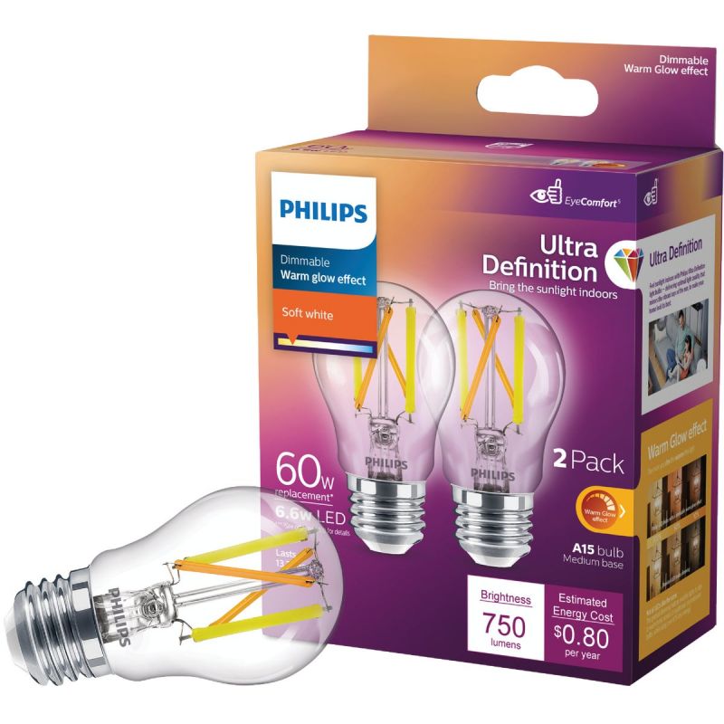 Philips Ultra Definition Warm Glow Medium Base LED A15 Light Bulb