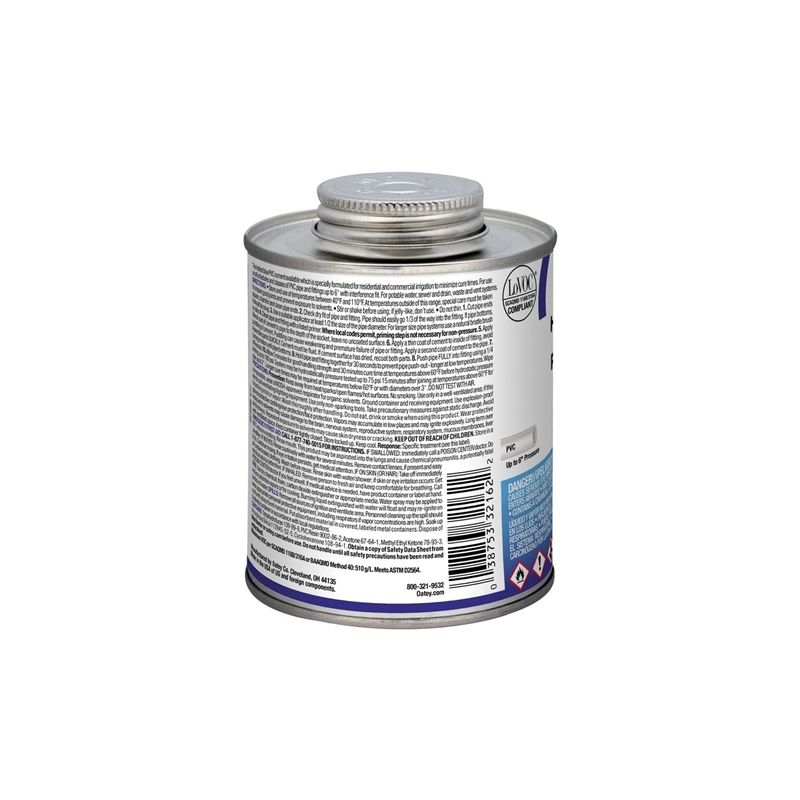 Oatey 32162 Solvent Cement, 16 oz Can, Liquid, Blue Blue