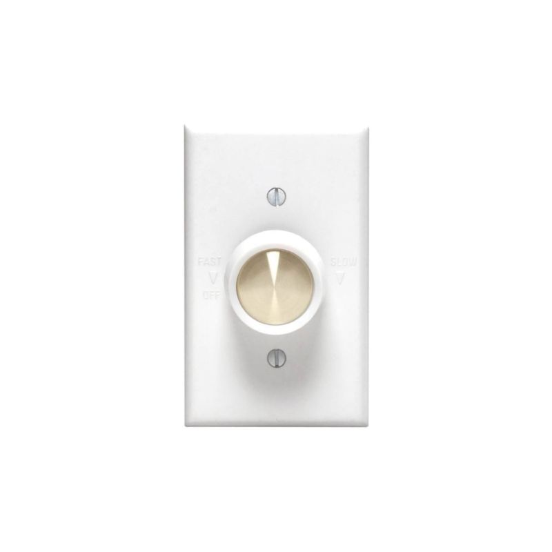 Leviton C24-06616-00W Fan Control Switch, 5 A, 120 V, Rotary Actuator, White White