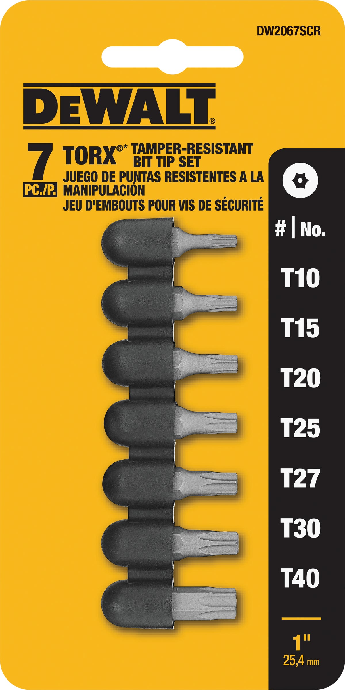 DeWalt 7 Piece Security Torx Screwdriver Bit Set