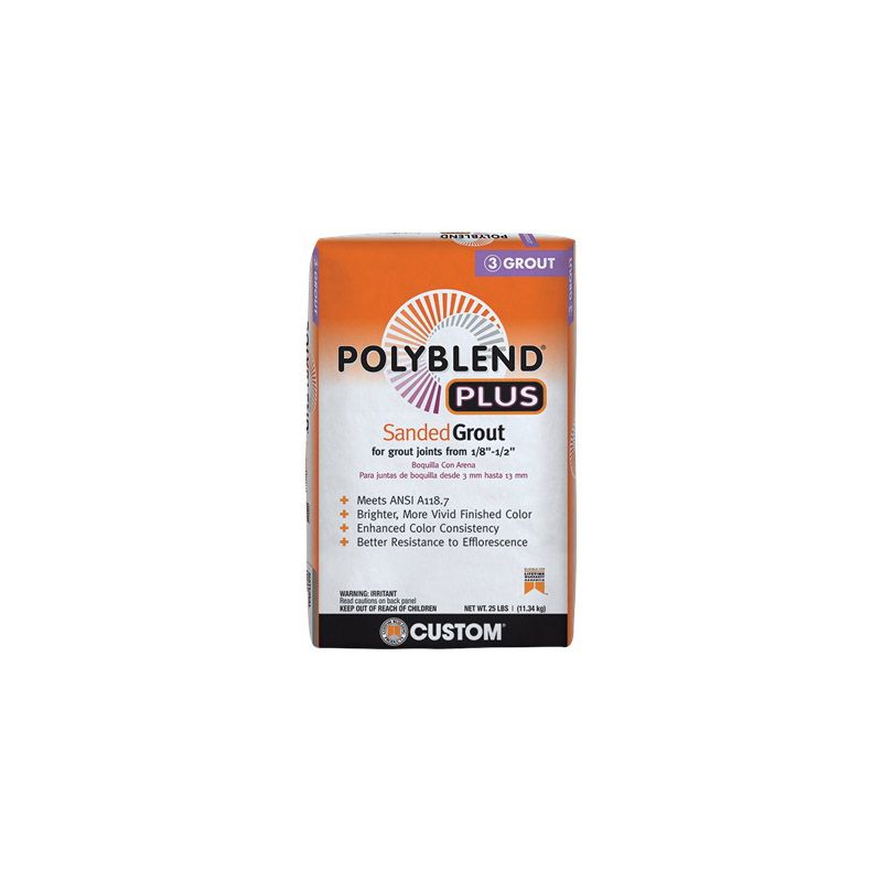 Custom Polyblend Plus PBPG0925 Sanded Grout, Natural Gray, 25 lb Bag Natural Gray