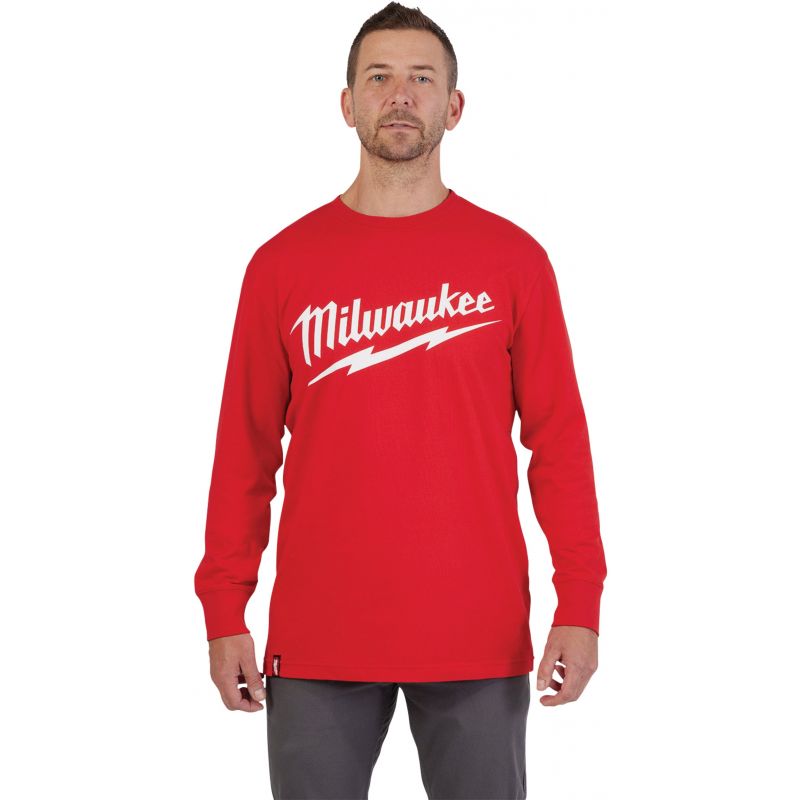 Milwaukee Heavy-Duty Long Sleeve Shirt XL, Red, Long Sleeve