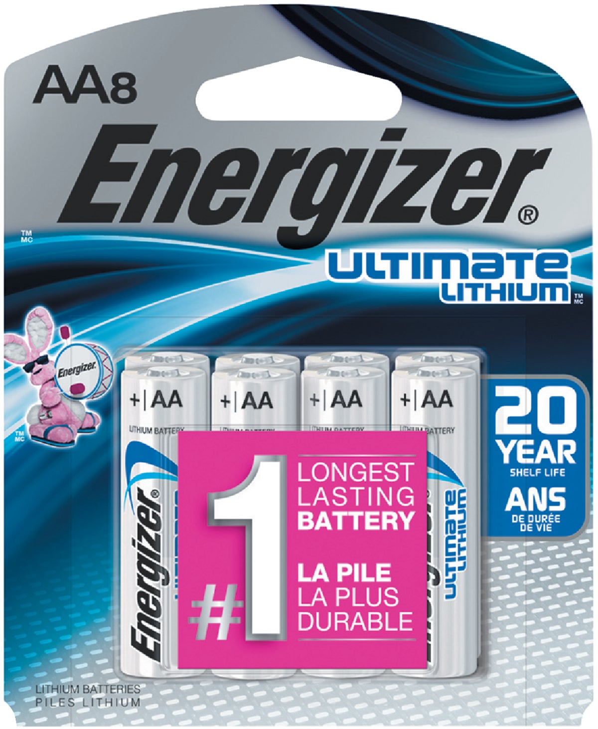 Energizer Ultimate Lithium AA Batteries (1.5V, 3500mAh, 8-Pack)