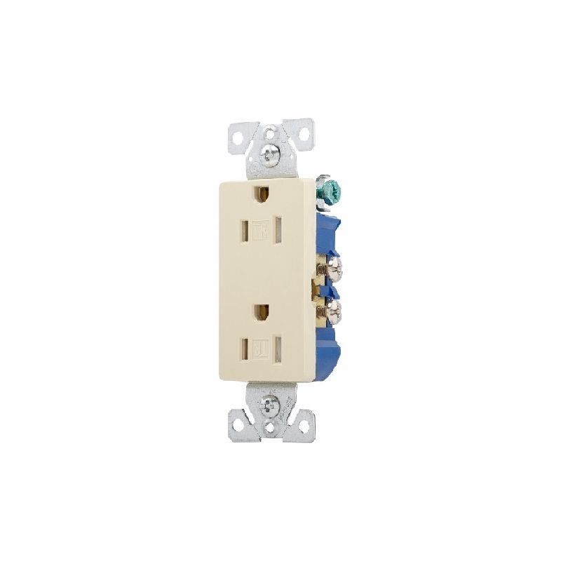Eaton Wiring Devices TR1107V Duplex Receptacle, 2 -Pole, 15 A, 125 V, Push-in, Side Wiring, NEMA: 5-15R, Ivory Ivory