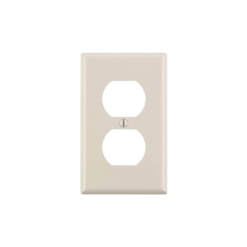 Leviton M56-78003-TMP Receptacle Wallplate, 4-1/2 in L, 2-3/4 in W, 1 -Gang, Plastic, Light Almond, Smooth Light Almond