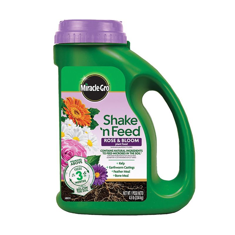 Miracle-Gro Shake &#039;n Feed 3002201 Rose and Bloom Plant Food, 4.5 lb Jug, Solid, 10-18-9 N-P-K Ratio