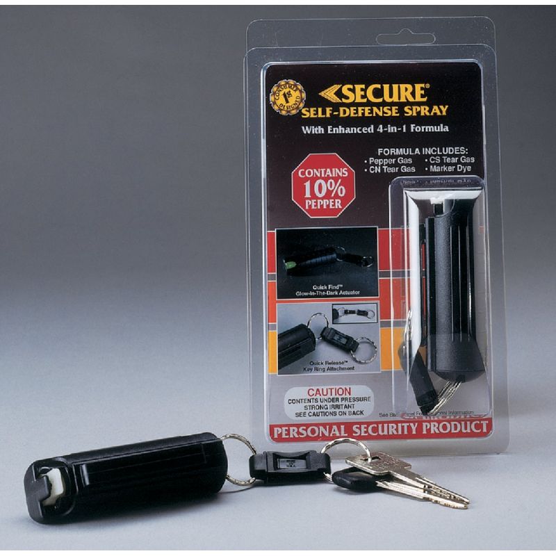 Secure Self-Defense Spray Key Ring Unit Black, 0.5 Oz.
