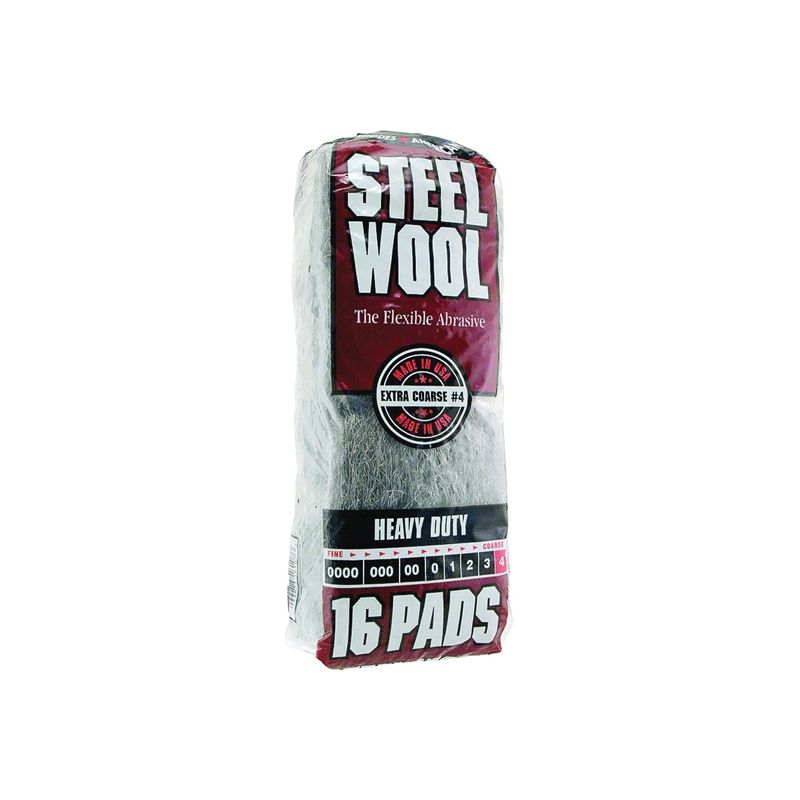 Homax 106607-06 Steel Wool, #4 Grit, Extra Coarse, Gray Gray