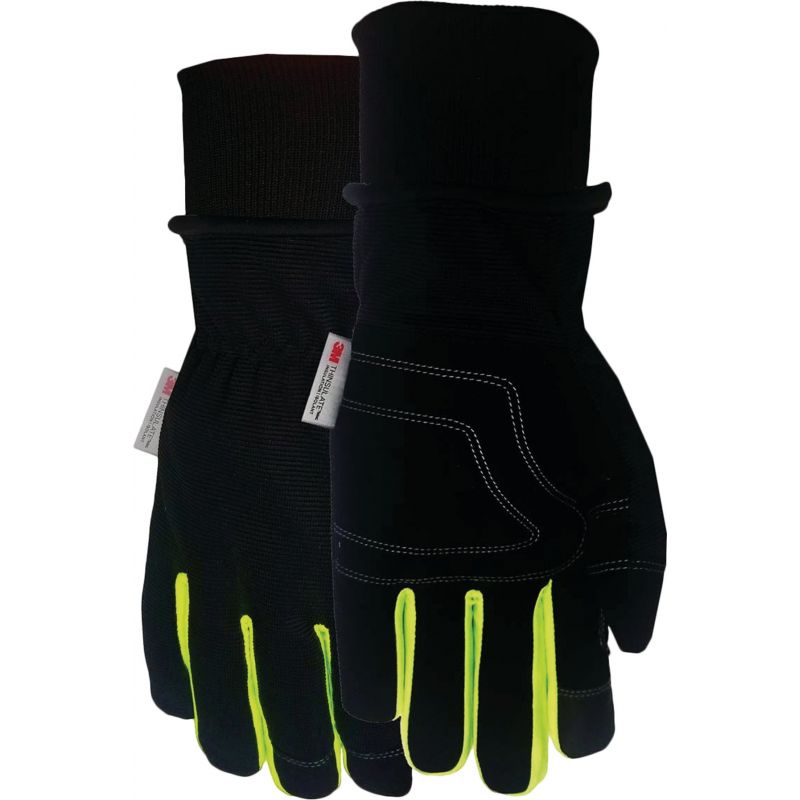 Midwest Gloves &amp; Gear Max Performance Winter Glove with Snow Cuff L, Black &amp; Hi Vis