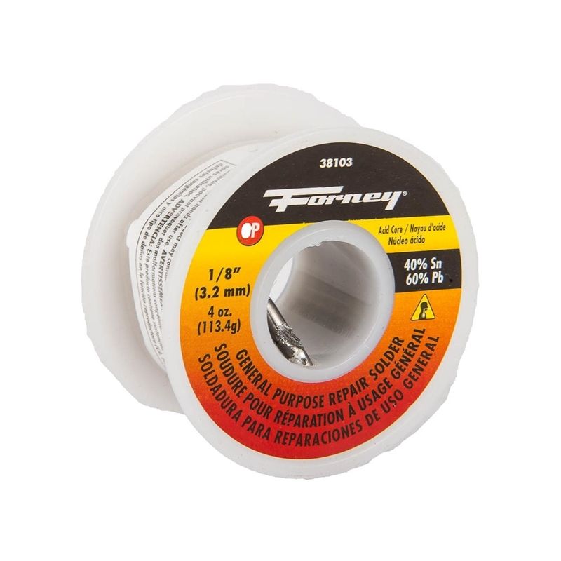 Forney 38103 Solder, 4 oz, Solid, Silver/White, 491 deg F Melting Point Silver/White