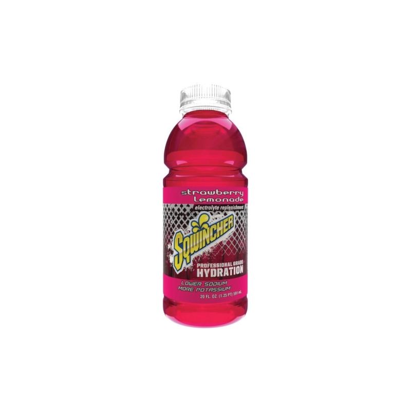 Sqwincher X462-MB600 Ready-to-Drink Hydration, Liquid, Lemonade, Strawberry Flavor, 20 oz Bottle