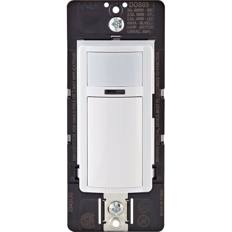 Leviton Decora 180 Deg. Occupancy Sensor Switch, Single Pole or 3-Way White