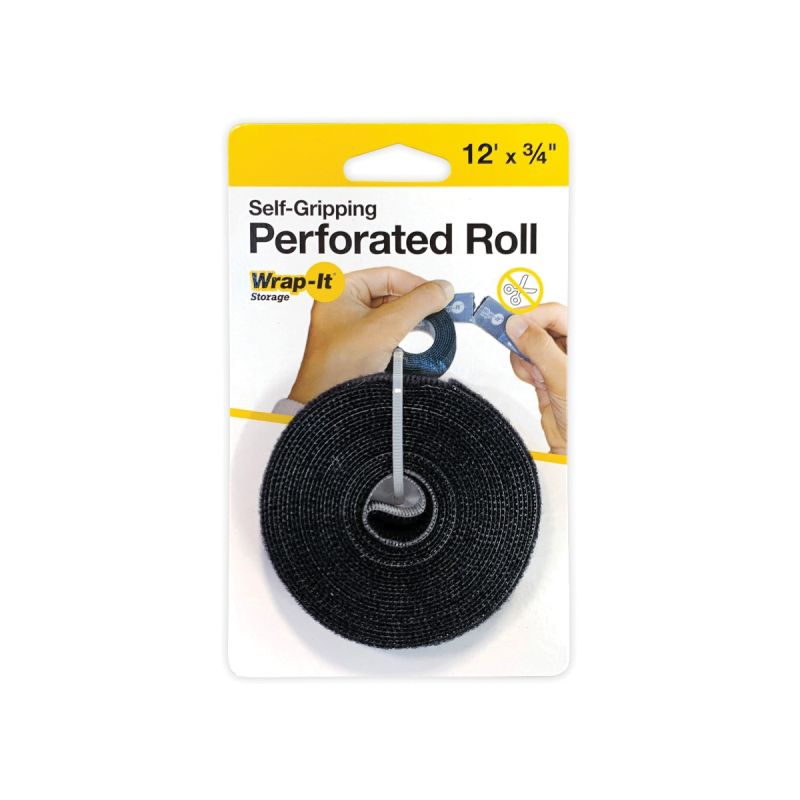 Wrap-It Storage 400-12x75PBL Perforated Roll, 3/4 in W, 12 ft L, Nylon, Black Black