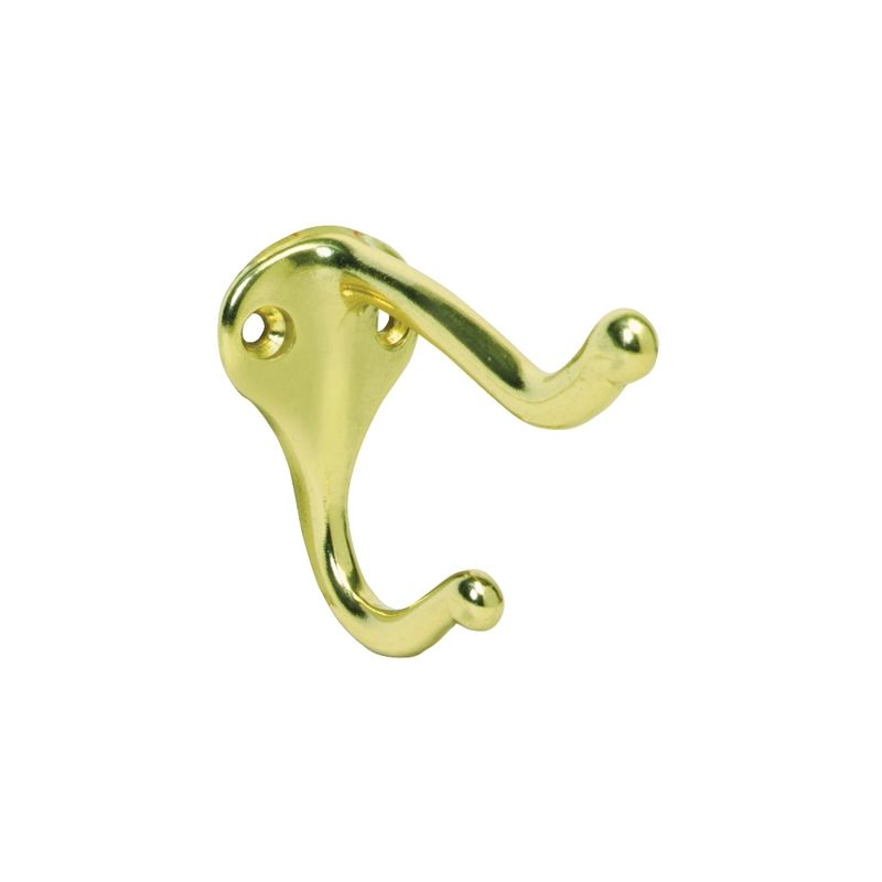 Schlage 571A3 Coat and Hat Hook, Aluminum, Brass