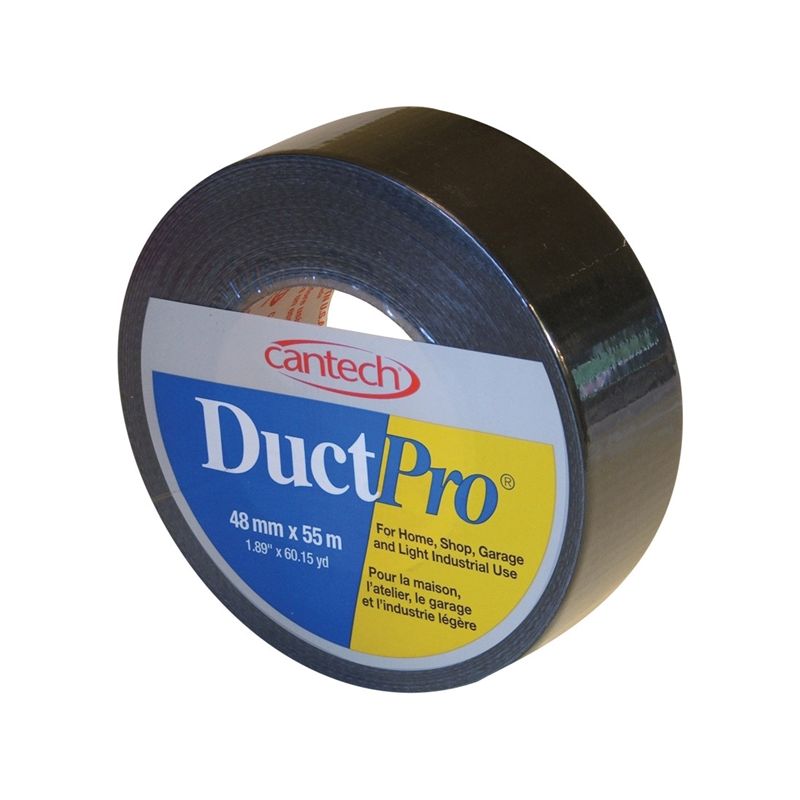 Cantech DUCTPRO 39701 Duct Tape, 55 m L, 48 mm W, Polyethylene Backing, Black Black