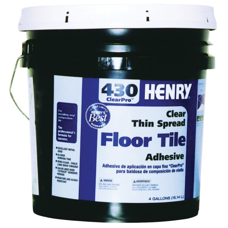 Henry 430 ClearPro 12102 Floor Adhesive, Clear, 4 gal Pail Clear