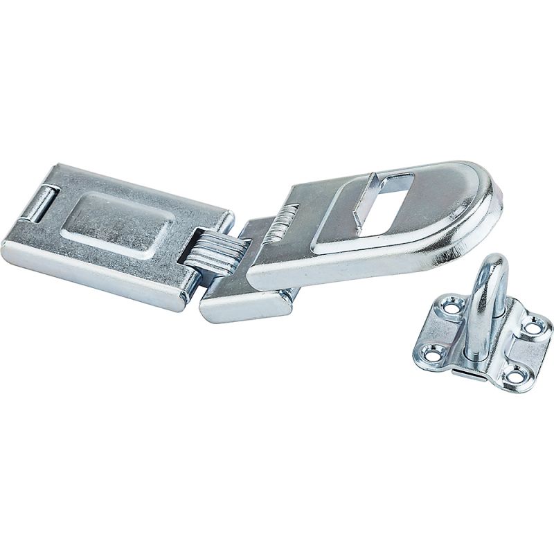 National Hardware N226-512 Safety Hasp, 9-27/32 in L, 1-19/32 in W, Steel, Zinc, 5/16 in Dia Shackle