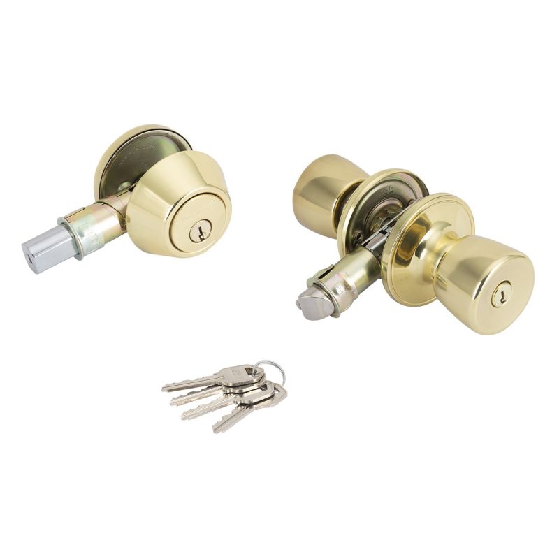 ProSource T-5764-D101PB Combination Lockset, Brass, Polished Brass