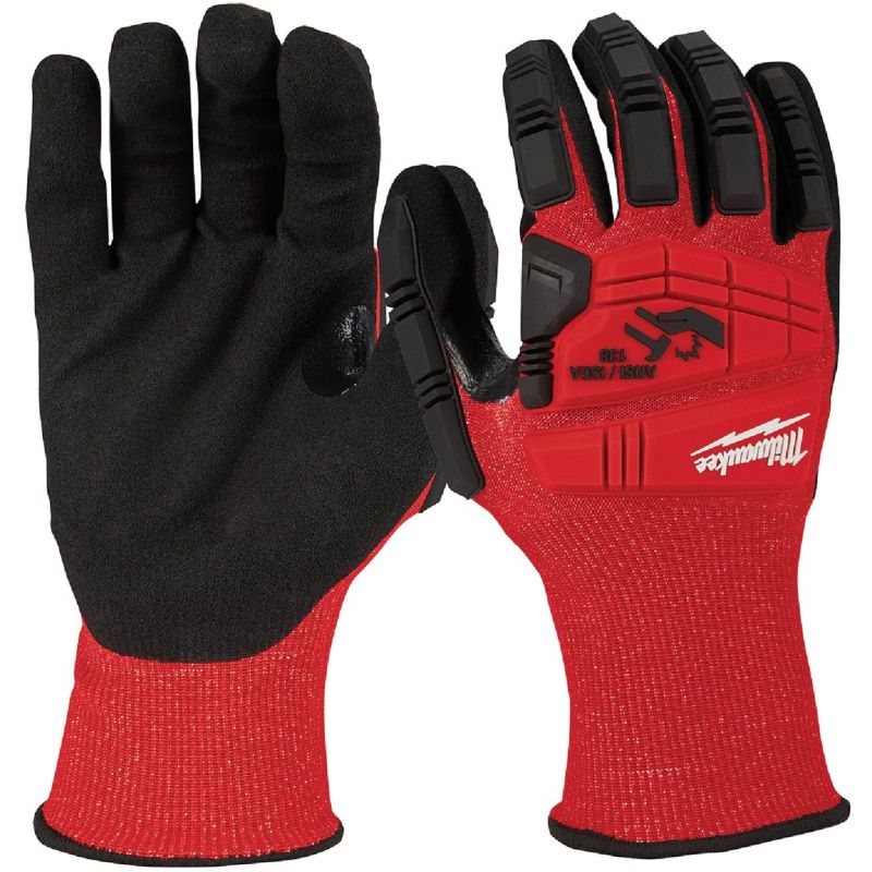 Milwaukee Impact Cut Level 3 Nitrile Work Gloves M, Red &amp; Black