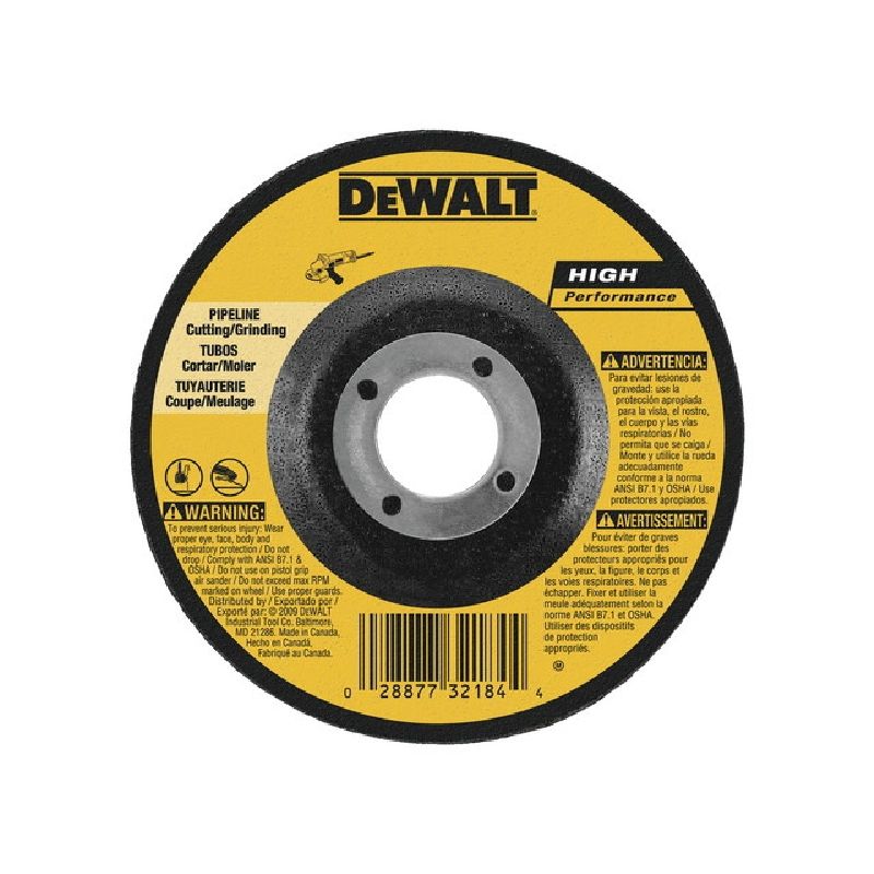 DeWALT DW8484 Grinding Wheel, 5 in Dia, 1/8 in Thick, 7/8 in Arbor, A24R Grit, Very Coarse