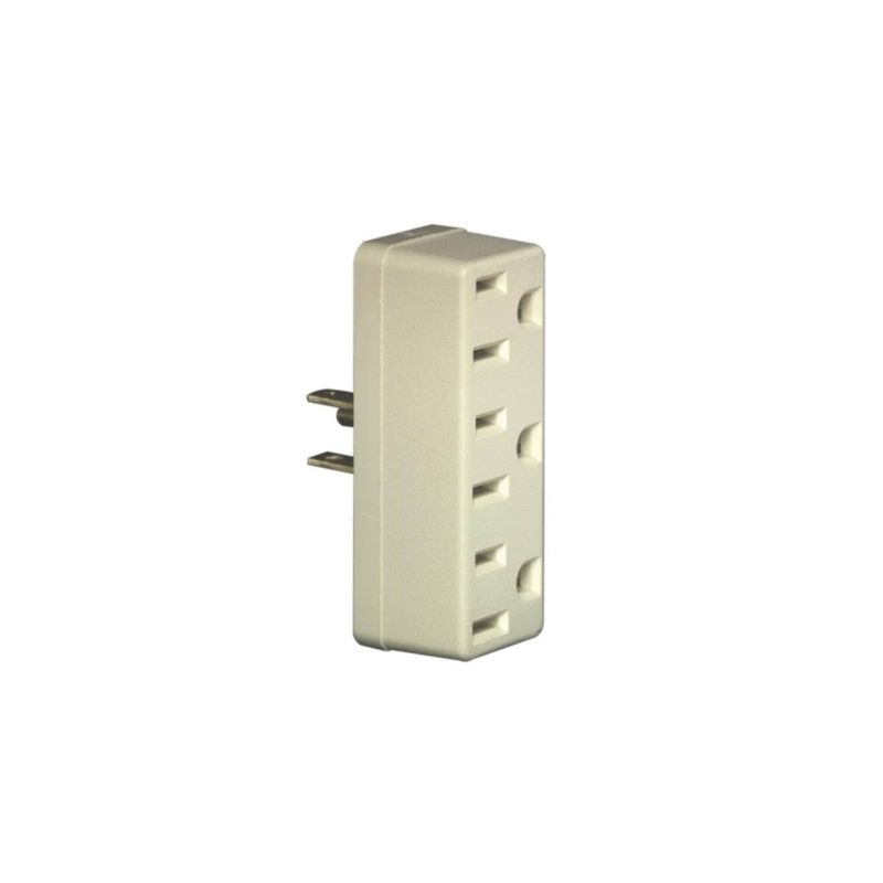 Leviton 006-00697-00I Triple Tap Outlet Adapter, 2 -Pole, 15 A, 125 V, 3 -Outlet, NEMA: NEMA 5-15R, Ivory Ivory