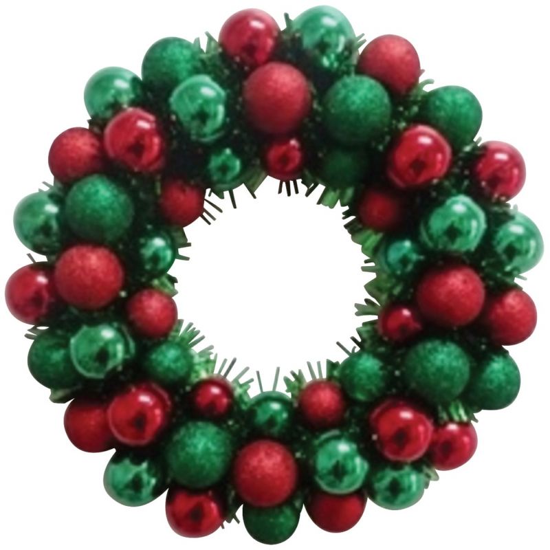 Youngcraft 16 In. Shatterproof Ornament Wreath Green &amp; Red (Pack of 6)