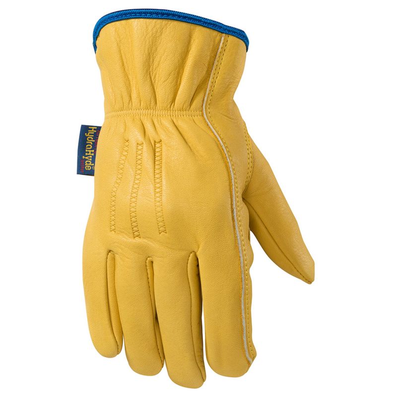 Wells Lamont 1168XX Work Gloves, Men&#039;s, 2XL, 11 to 11-1/2 in L, Keystone Thumb, Slip-On Cuff, Cowhide Leather 2XL, Gold/Yellow