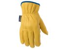 Wells Lamont 1168L Work Gloves, Men&#039;s, L, 9 to 9-1/2 in L, Keystone Thumb, Slip-On Cuff, Cowhide Leather, Gold/Yellow L, Gold/Yellow