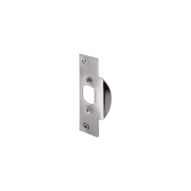 Defender Security U 9474 Door Strike Plate, 4-1/4 in L, 1-1/8 in W, Steel, Chrome