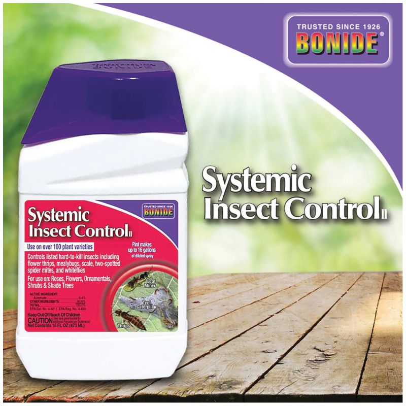 Bonide 941 Systemic Insect Control, Liquid, Spray Application, 1 pt Bottle Amber