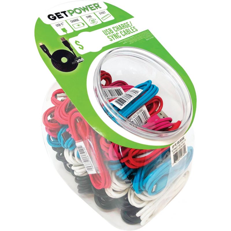GetPower 3 Ft. USB Charging &amp; Sync Cable Assorted